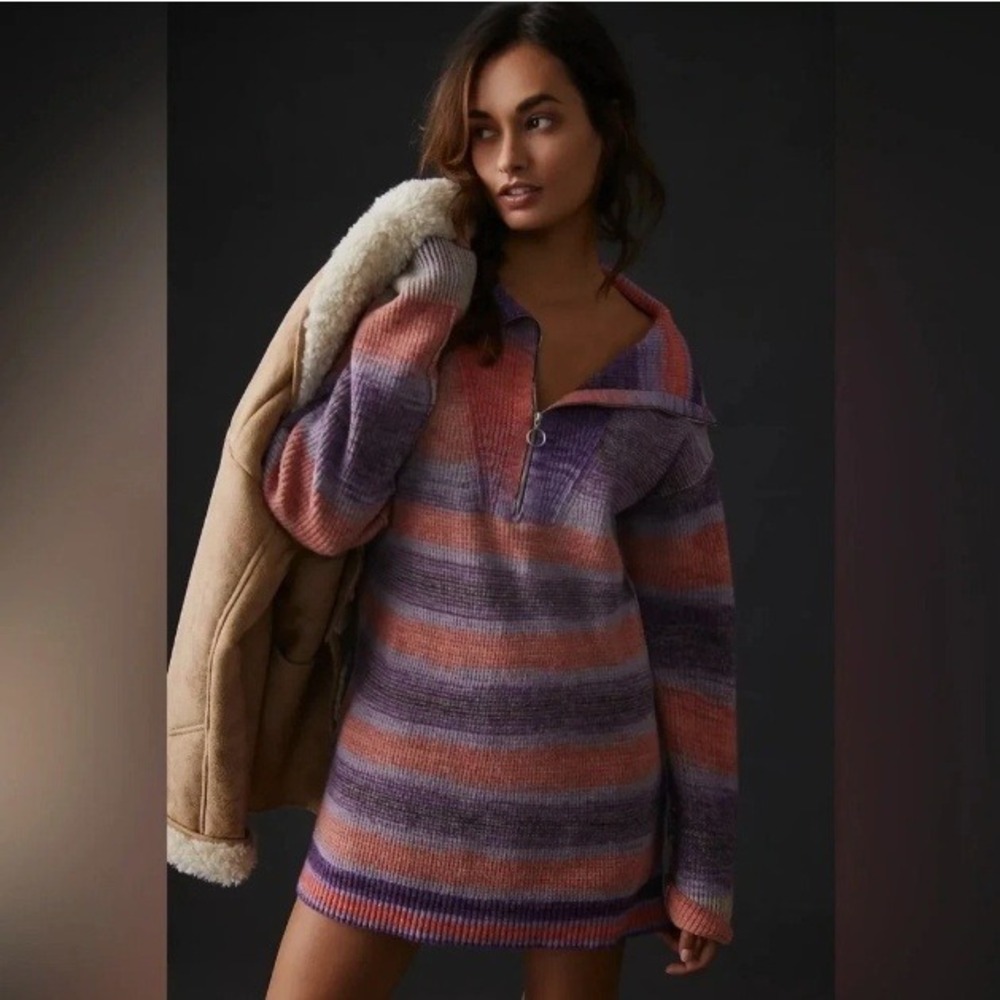 Daily Practice Women's Striped Quarter Zip Pullover Sweater Size M NWOT $148